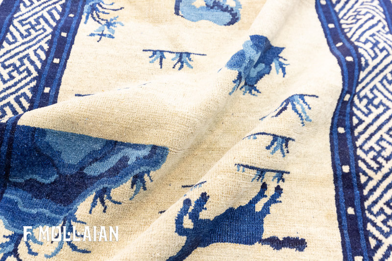 Antique Chinese Peking «Eight Horses (Bajun tu)» Runner Rug n°:53947737